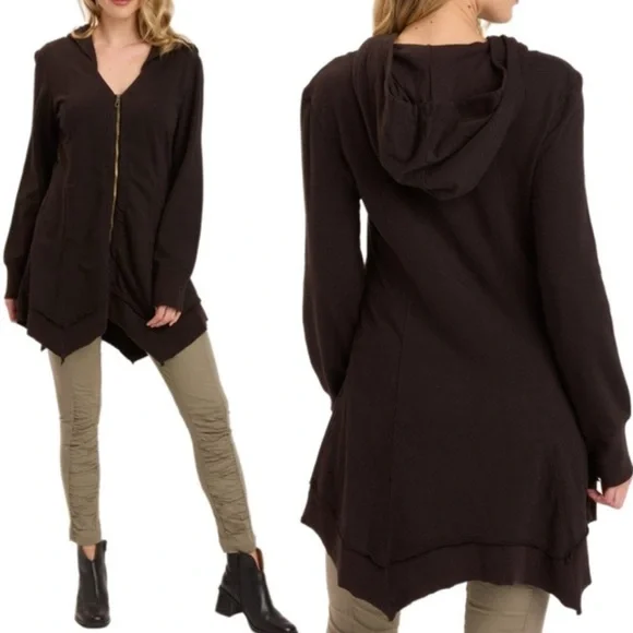 XCVI Fleece Mercantile Tencel & Cotton Black Zip Jacket Size M - Picture 1 of 13